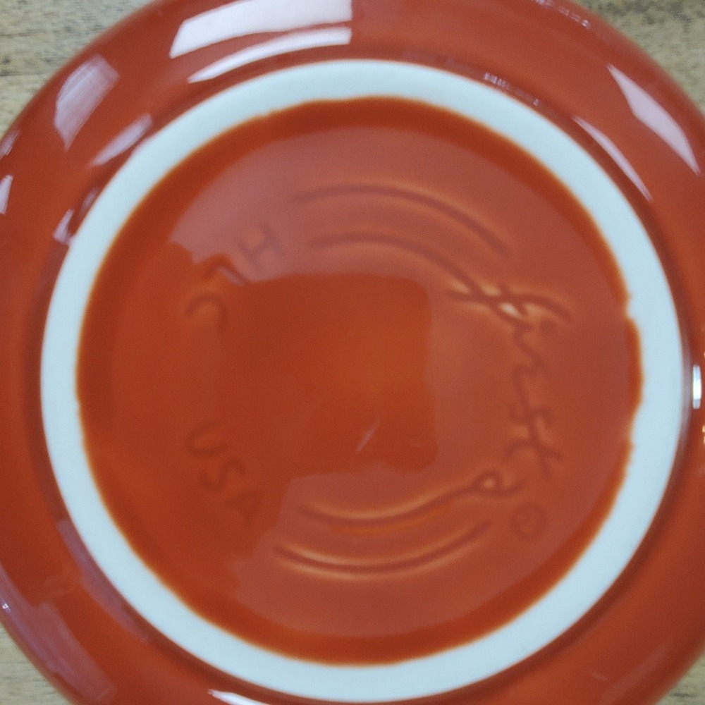 Vintage Fiesta Bowl 7in Poppy Orange Ceramic HLC‎ USA Concentric Rings Art